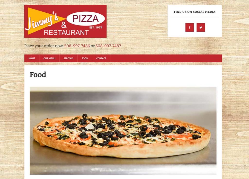 Jimmys Pizza new website launch