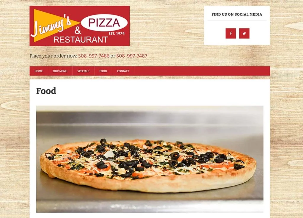 Jimmys Pizza new website launch