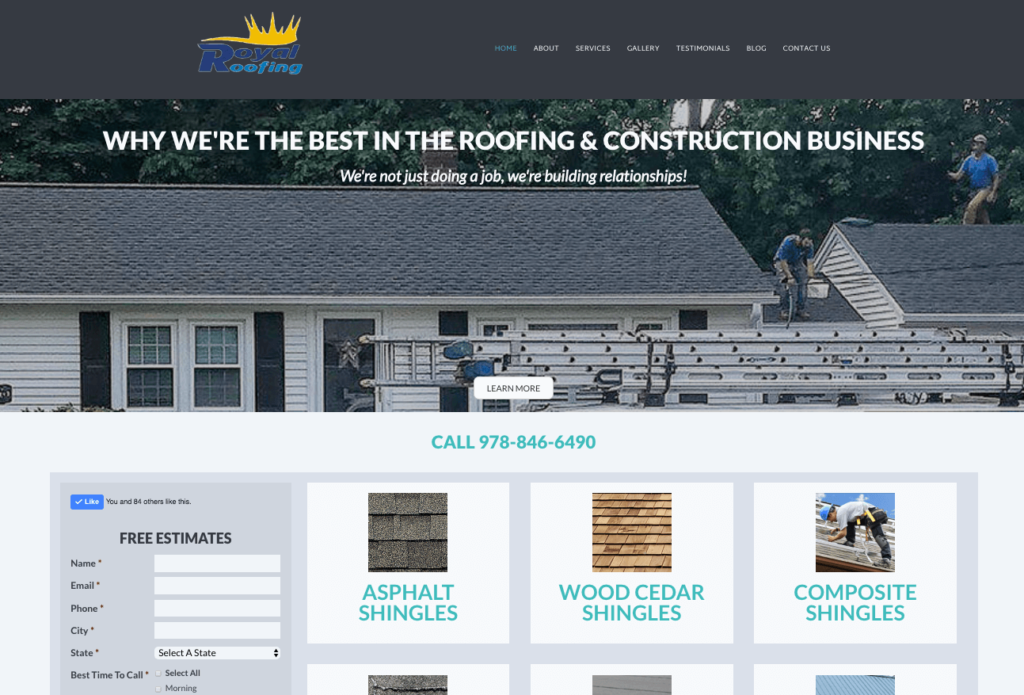 Royal Roofing Homepage