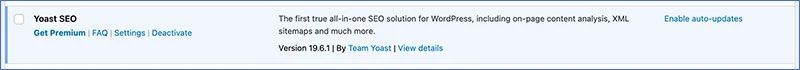 Yoast plugin wordpress page backend