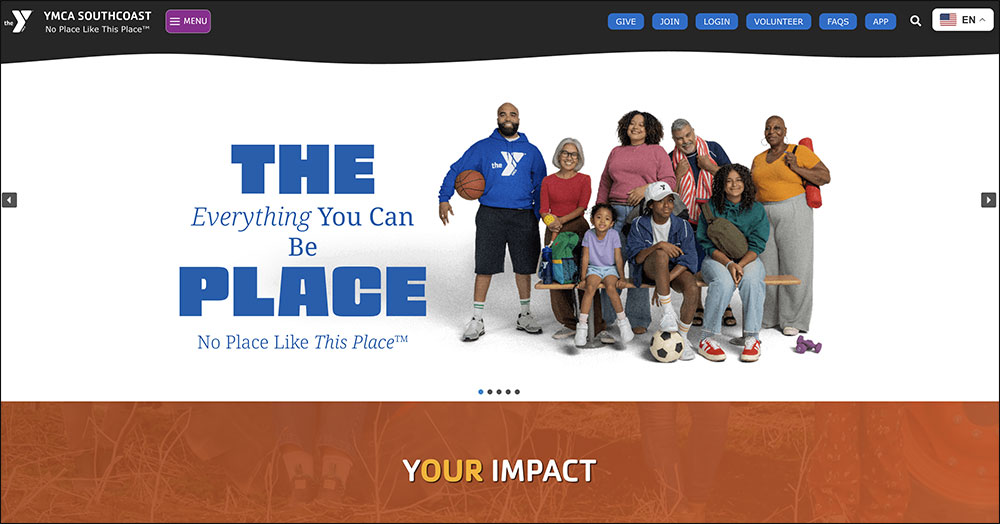 YMCA Southcoast multi-location nonprofit website developed by Slocum Studio, a Massachusetts web design agency